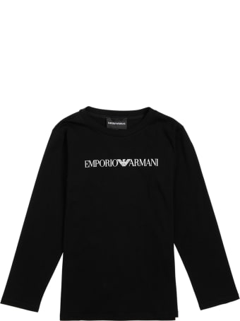 Emporio Armani Long-sleeved Cotton T-shirt With Logo Print