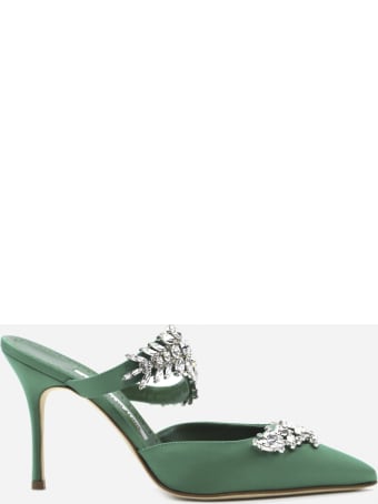 Manolo Blahnik Lurum Décolleté In Silk Embellished With Crystals