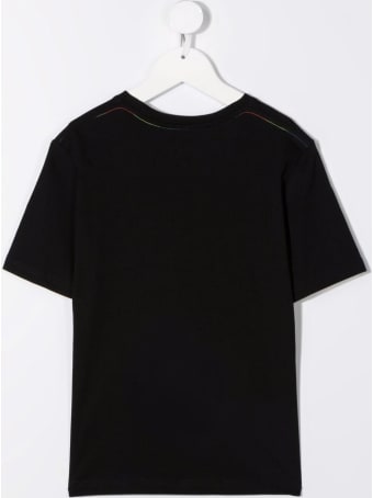 Stella McCartney Kids Black Cotton T-shirt With Logo Print