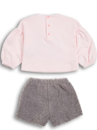 Il Gufo Pink And Grey Cotton Coordinated Suit