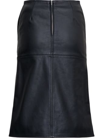 Mauro Grifoni A Line Black Leather Skirt