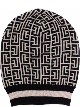 Balmain Monogram Merino Knitted Hat