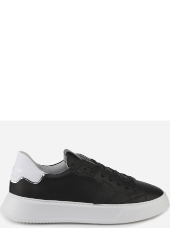 Philippe Model Temple Sneakers In Leather With Contrasting Heel Tab