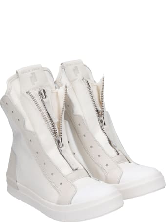 Cinzia Araia Sneakers In White Leather And Fabric
