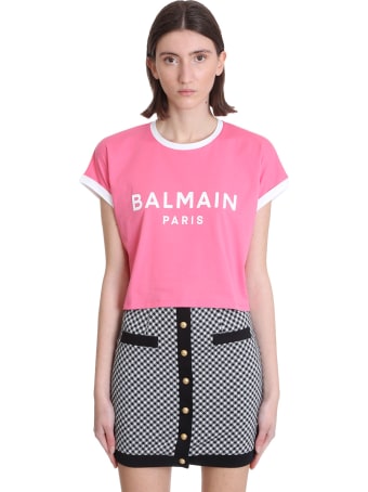 Balmain T-shirt In Rose-pink Cotton