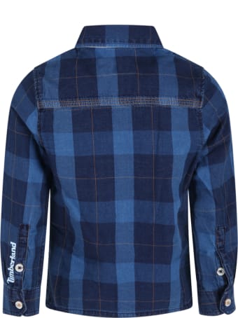 Timberland Blue Shirt For Kids With Patch