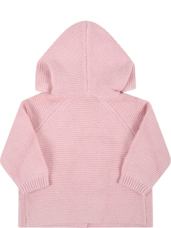 Stella McCartney Kids Pink Cardigan For Baby Girl With Ears