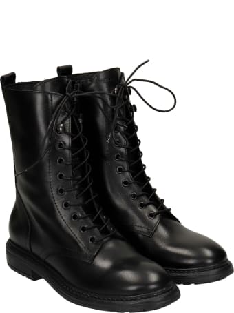 Julie Dee Combat Boots In Black Leather