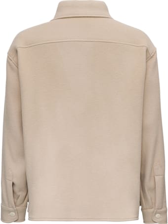 costumein Giubbotto Beige In Panno Di Lana Con Tasche