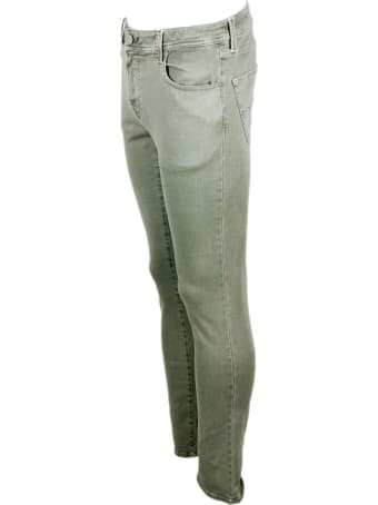 Sartoria Tramarossa Leonardo Slim Trousers In 5-pocket Stretch Cotton Gabardine With Sartorial Stitching