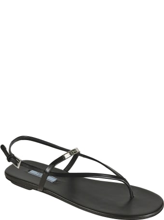 Prada Side Buckled Flat Sandals