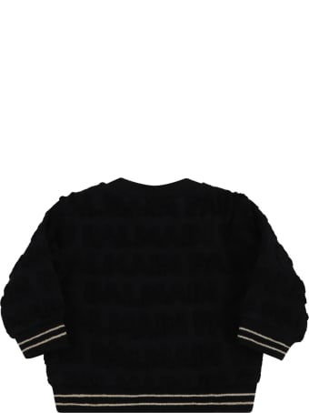 Balmain Black Sweatshirt For Babykids With Logo