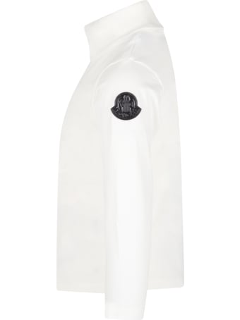Moncler White Turtleneck For Girl With Black Logo