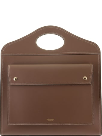 Burberry Medium Pocket Bag In Leather With Stitching