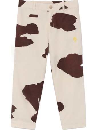 The Animals Observatory Ivory Trousers For Kids With Yellow Logo