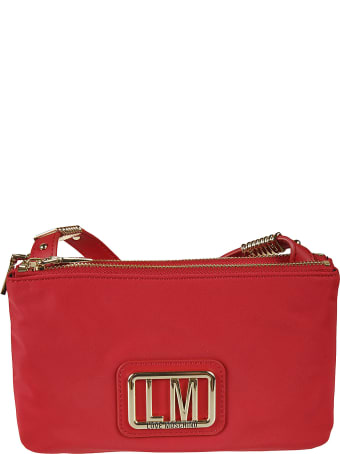 Love Moschino Metal Logo Patched Top Zip Shoulder Bag