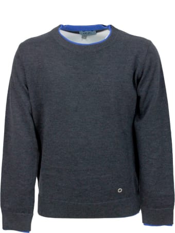 Liu-Jo Long-sleeved Crewneck Sweater In Warm Cotton With Contrasting Color Profiles