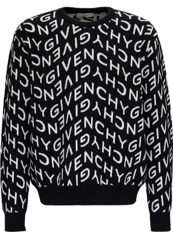 Givenchy Wool Sweater With Allover Refracted Logo Jacquard