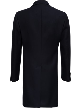 Tagliatore Basic Single-breasted Blue Wool Coat