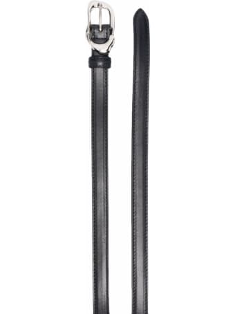 Alexander McQueen Long Black Belt In Fused Metal Effect Leather