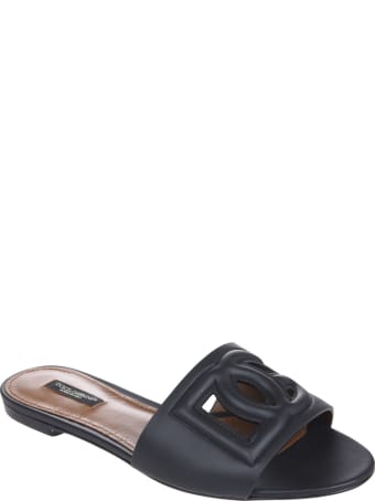 Dolce & Gabbana Embossed Logo Flat Sandals