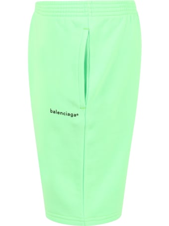 Balenciaga Neon Green Short For Kids With Logo