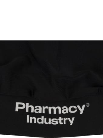 Pharmacy Industry Black Sports Crop Top With Logo