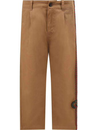 Gucci Beige Pants For Boy With Double Gg