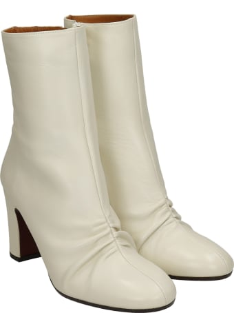 Chie Mihara Waura High Heels Ankle Boots In Beige Leather