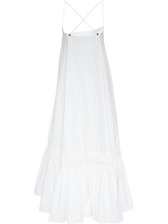 Jil Sander Long Dress In White Cotton