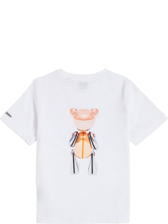 Burberry White Jersey Tee With Print