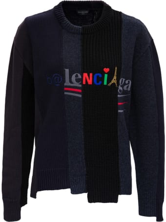 Balenciaga Cotton And Wool L/s Sweatshirt With Logo