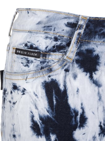 Philipp Plein Woman Bleached Denim Shorts