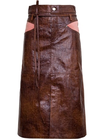 Andersson Bell Amira Brown Leatheret Skirt