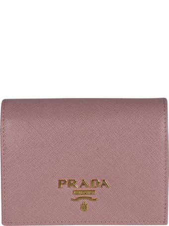 Prada Snap Button Logo Plaque Wallet