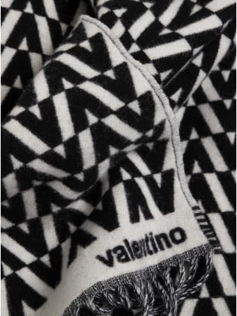 Valentino Garavani Wool And Cashmere Blend Scarf With Optical Print