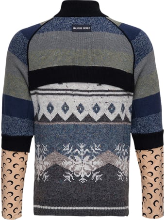 Marine Serre Wool Blend Layered Turtleneck Sweater