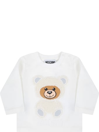 Moschino White T-shirt For Baby Kids With Teddy Bear