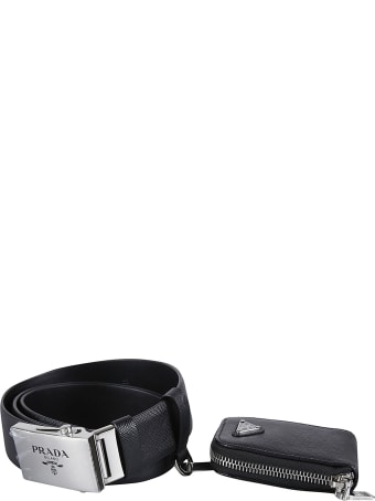 Prada Pouch Applique Logo Buckle Belt