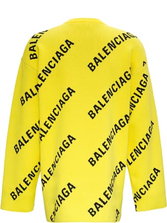 Balenciaga Cotton Sweater With Allover Logo