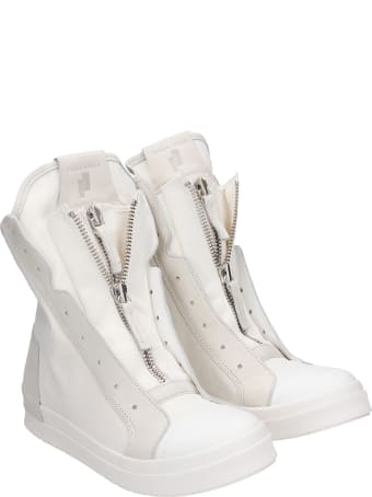 Cinzia Araia Sneakers In White Leather And Fabric