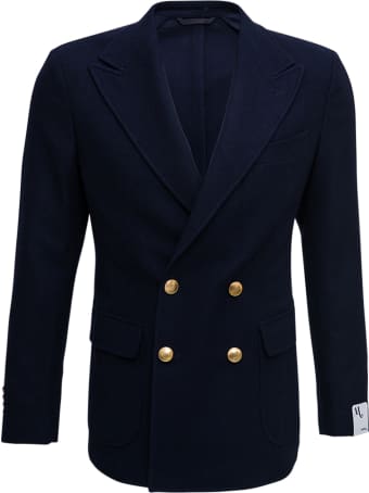 doppiaa Double-breasted Blue Wool Jacket