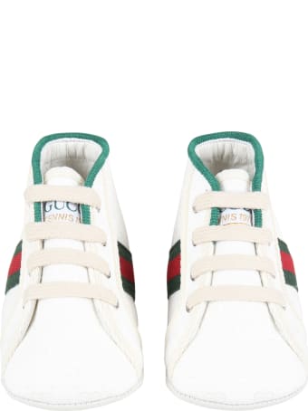 Gucci White Sneakers For Baby Kids With Double Gg