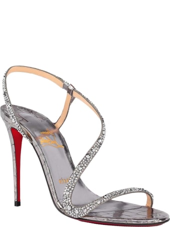 Christian Louboutin Silver Leather Rosalie Strass 100 Sandals With Swarovski