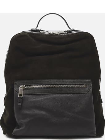 Eleventy Backpack Made Of Leather With Contrasting Inserts