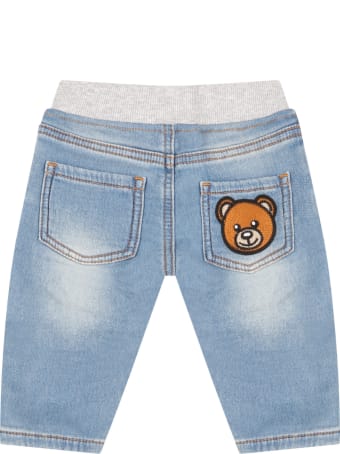 Moschino Light Blue Jeans For Babykids With Teddy Bear