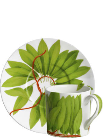 Taitù Set of 2 Espresso Cups & Saucers - Fil Rouge Foglie Collection