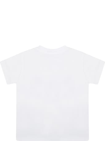 Moncler White T-shirt For Baby Kids With Logo