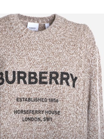 Burberry Wool Blend Sweater With Contrasting Logo Print