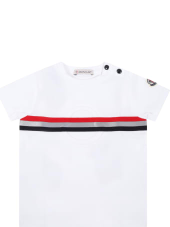 Moncler White T-shirt For Babyboy With Patch